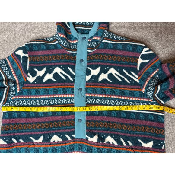 North Face Carbondale 1/2 Snap Hooded Fleece Blue Jacket Pullover Mens XXL Aztec - Picture 5 of 8
